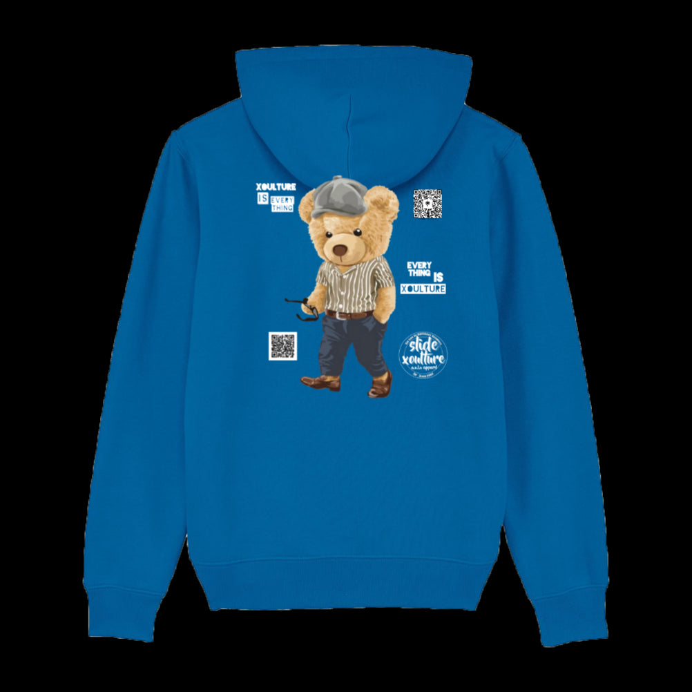 Slide Xoulture: Teddy Bear Xoulture 1. in blue Unisex Eco-Premium Hoodie Sweatshirt | Stanley/Stella Cruiser STSU822 Slide Xoulture: Teddy Bear Xoulture 1. in blue Unisex Eco-Premium Hoodie Sweatshirt | Stanley/Stella Cruiser STSU822