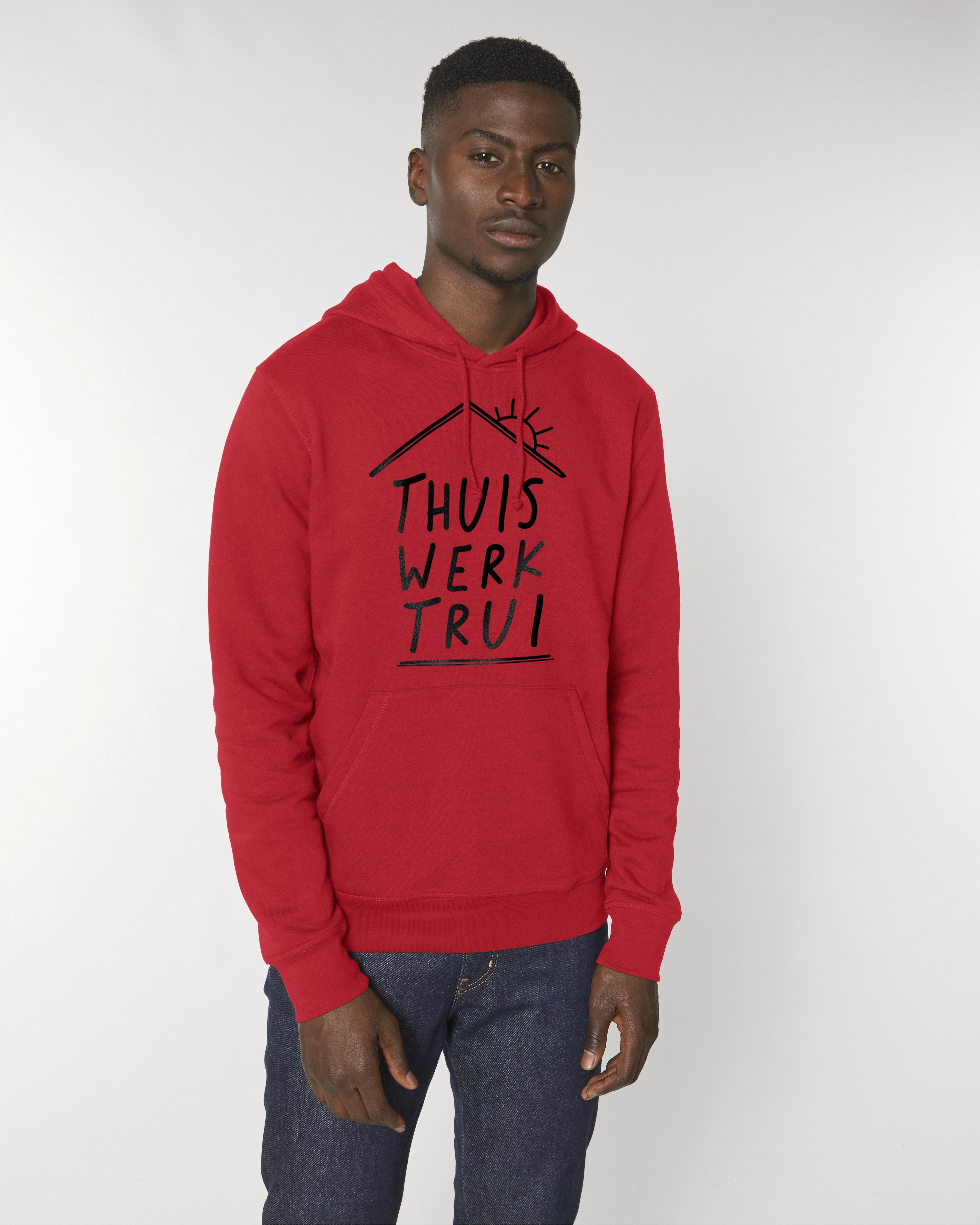 Hoodie met huisje - Zwart opdruk