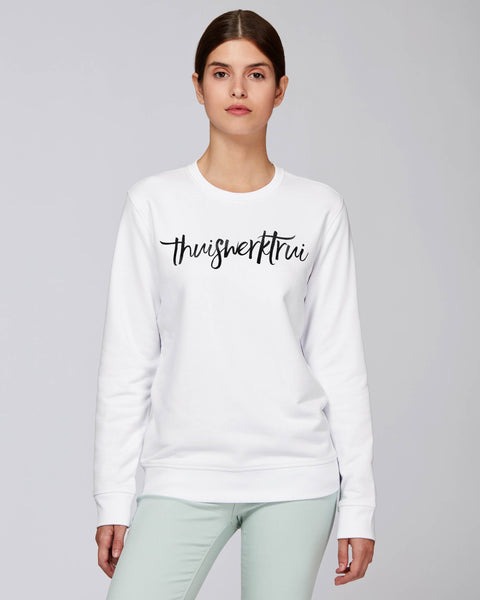 Sweatshirt met speelse opdruk ' thuiswerktrui' - Zwart opdruk