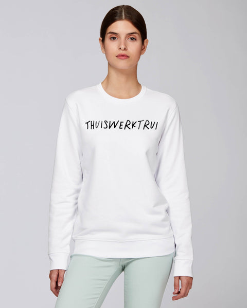 Sweatshirt met geschreven opdruk 'thuiswerktrui' - Zwart opdruk