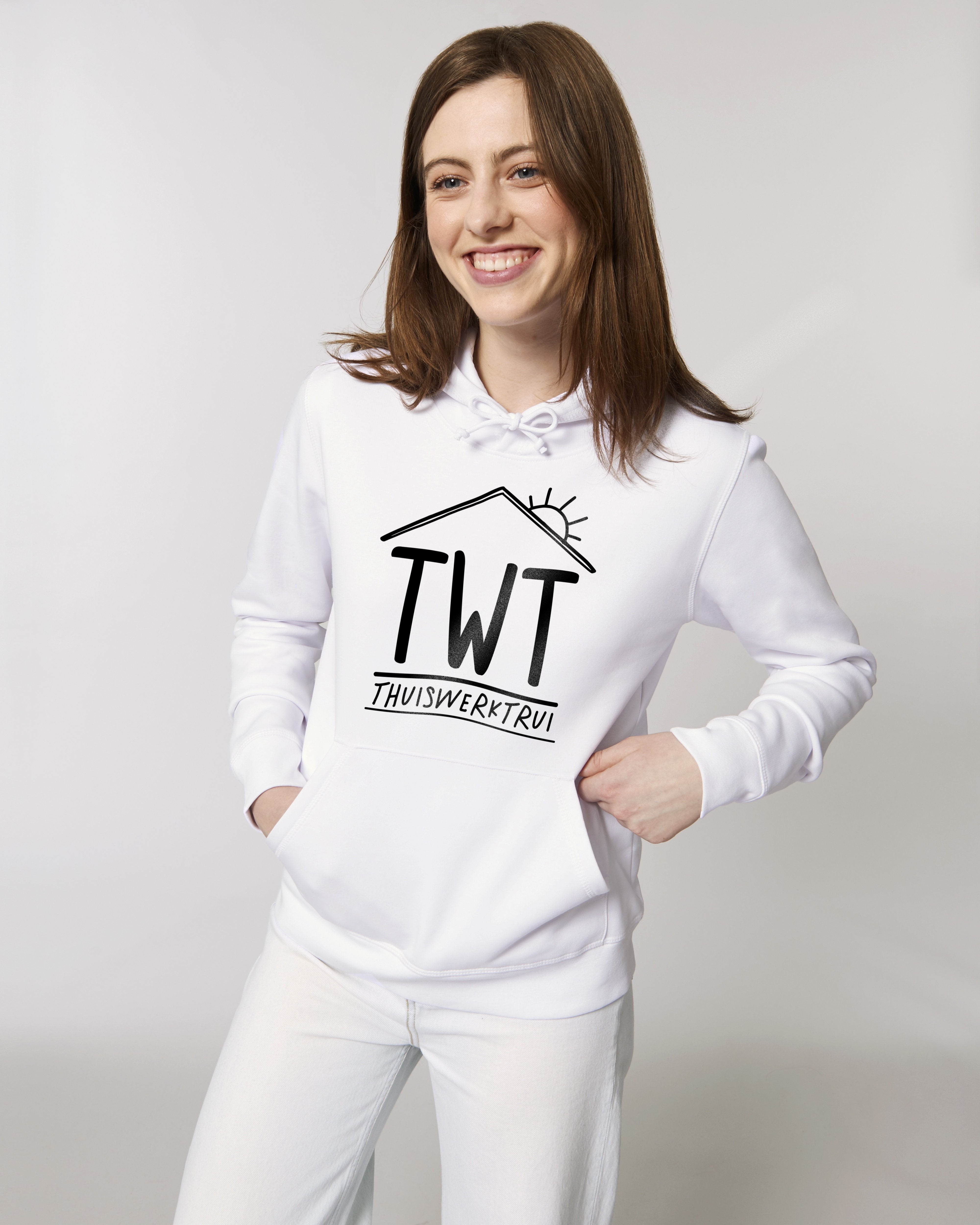 Hoodie met opdruk 'TWT en huisje' - Zwart opdruk