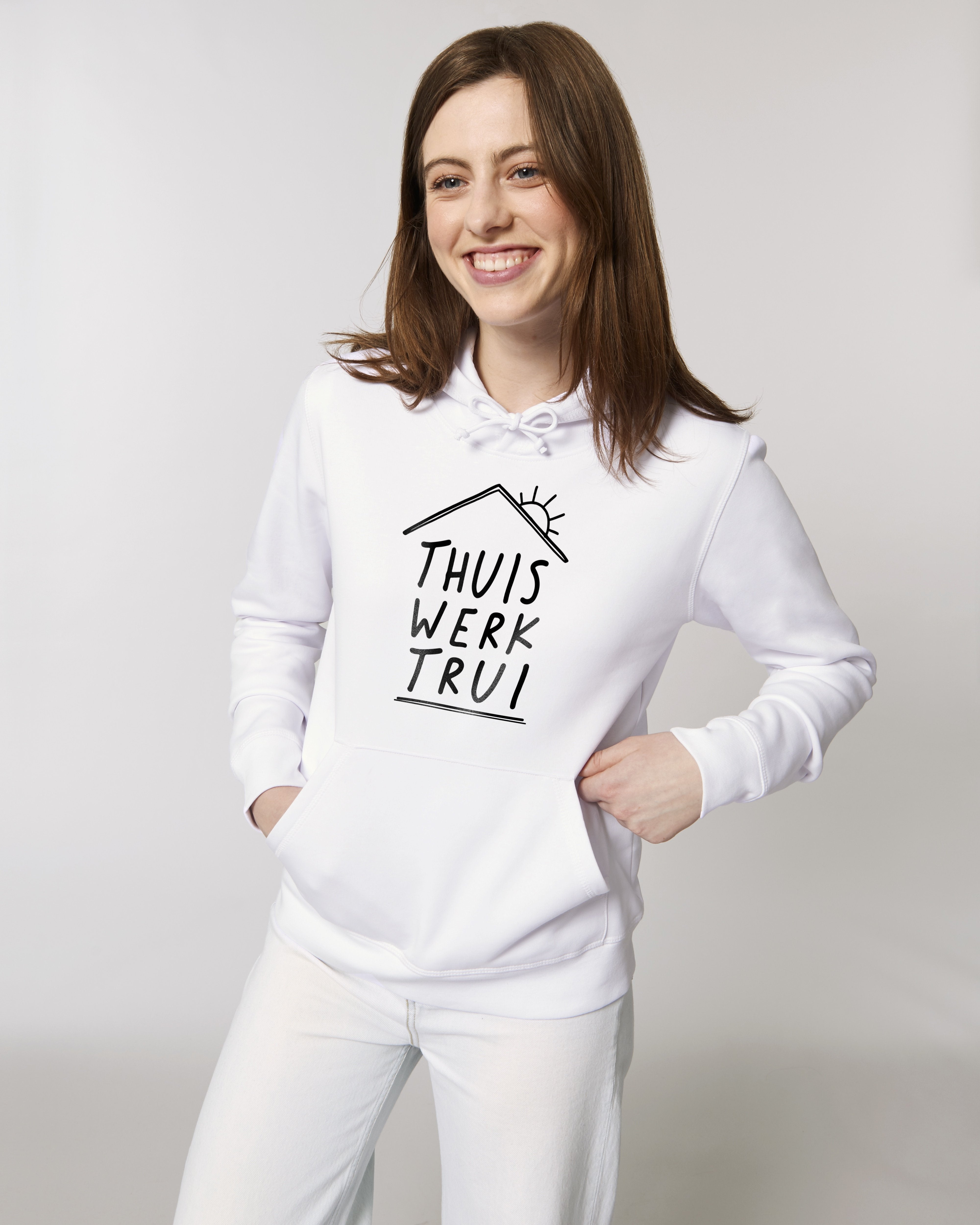 Hoodie met huisje - Zwart opdruk