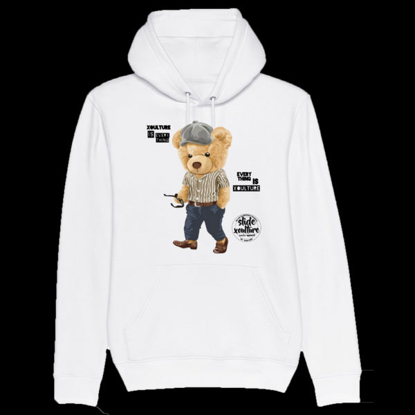 Slide Xoulture: Teddy Bear Xoulture 1. in white Unisex Eco-Premium Hoodie Sweatshirt | Stanley/Stella Cruiser STSU822