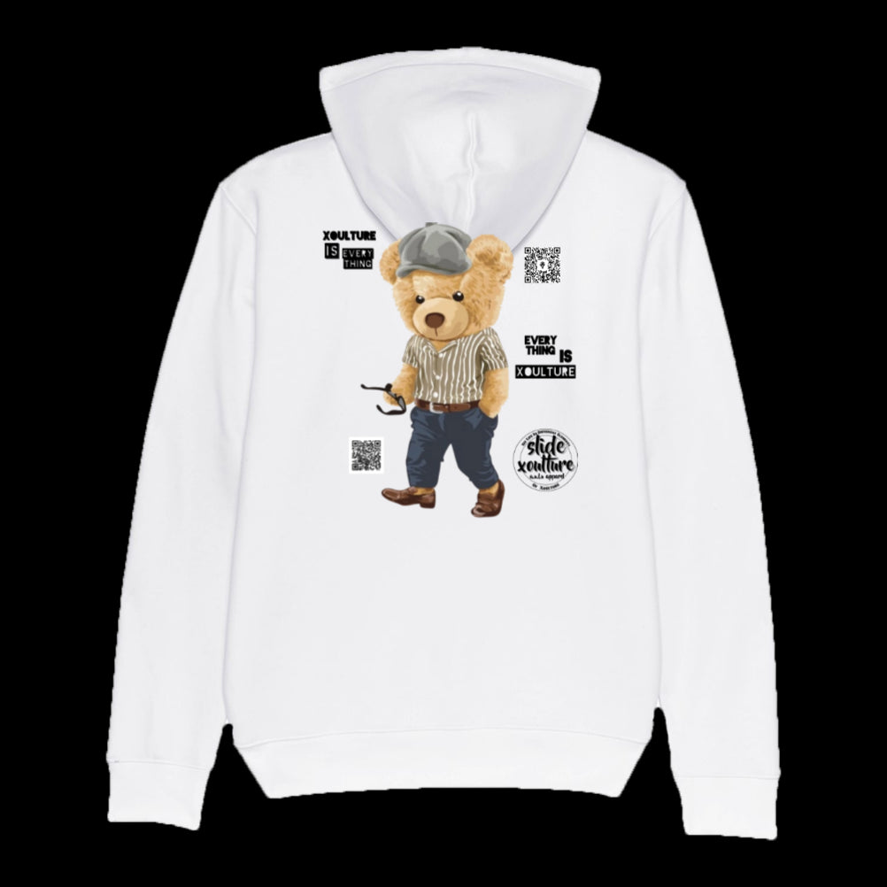 Slide Xoulture: Teddy Bear Xoulture 1. in white Unisex Eco-Premium Hoodie Sweatshirt | Stanley/Stella Cruiser STSU822