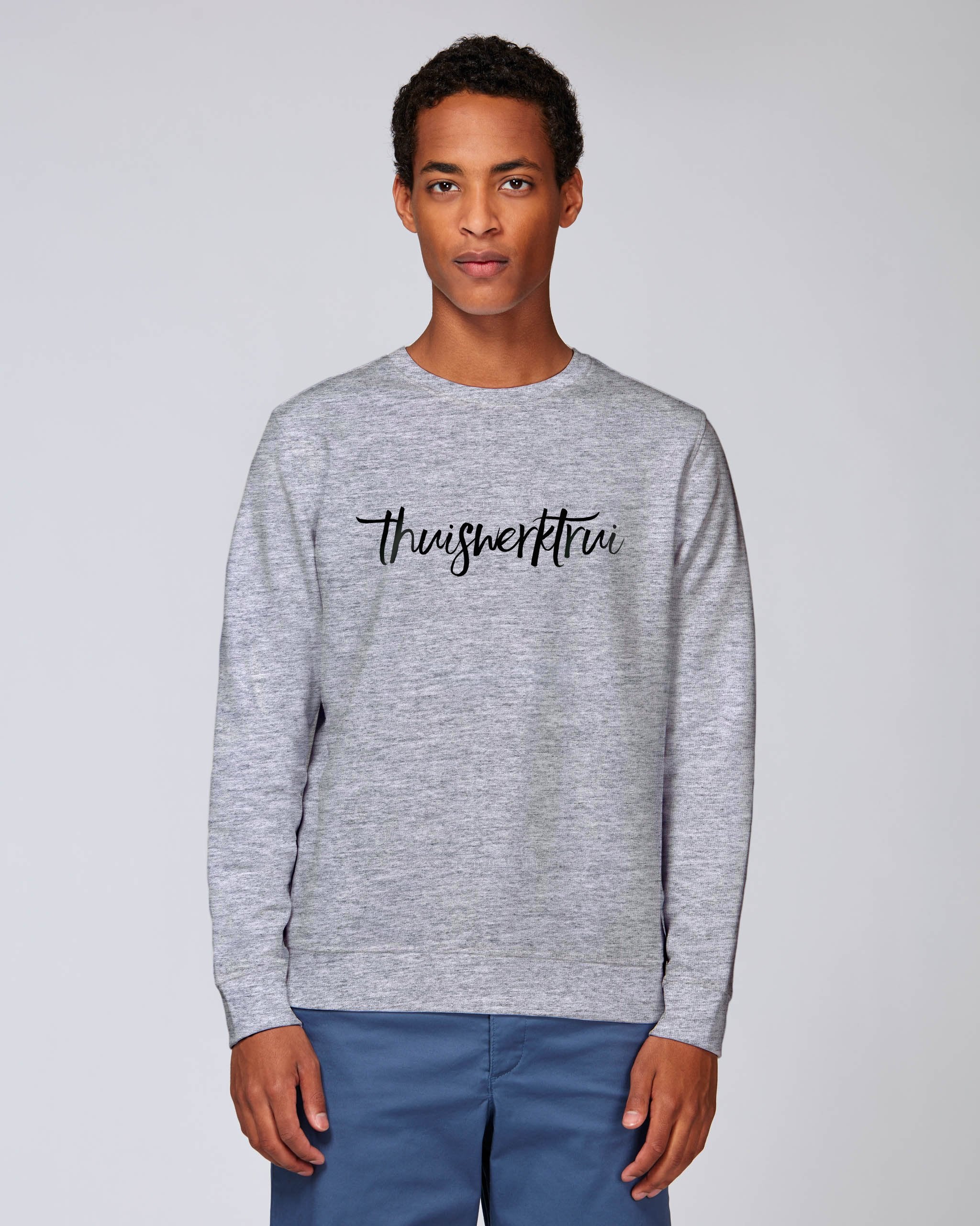 Sweatshirt met speelse opdruk ' thuiswerktrui' - Zwart opdruk