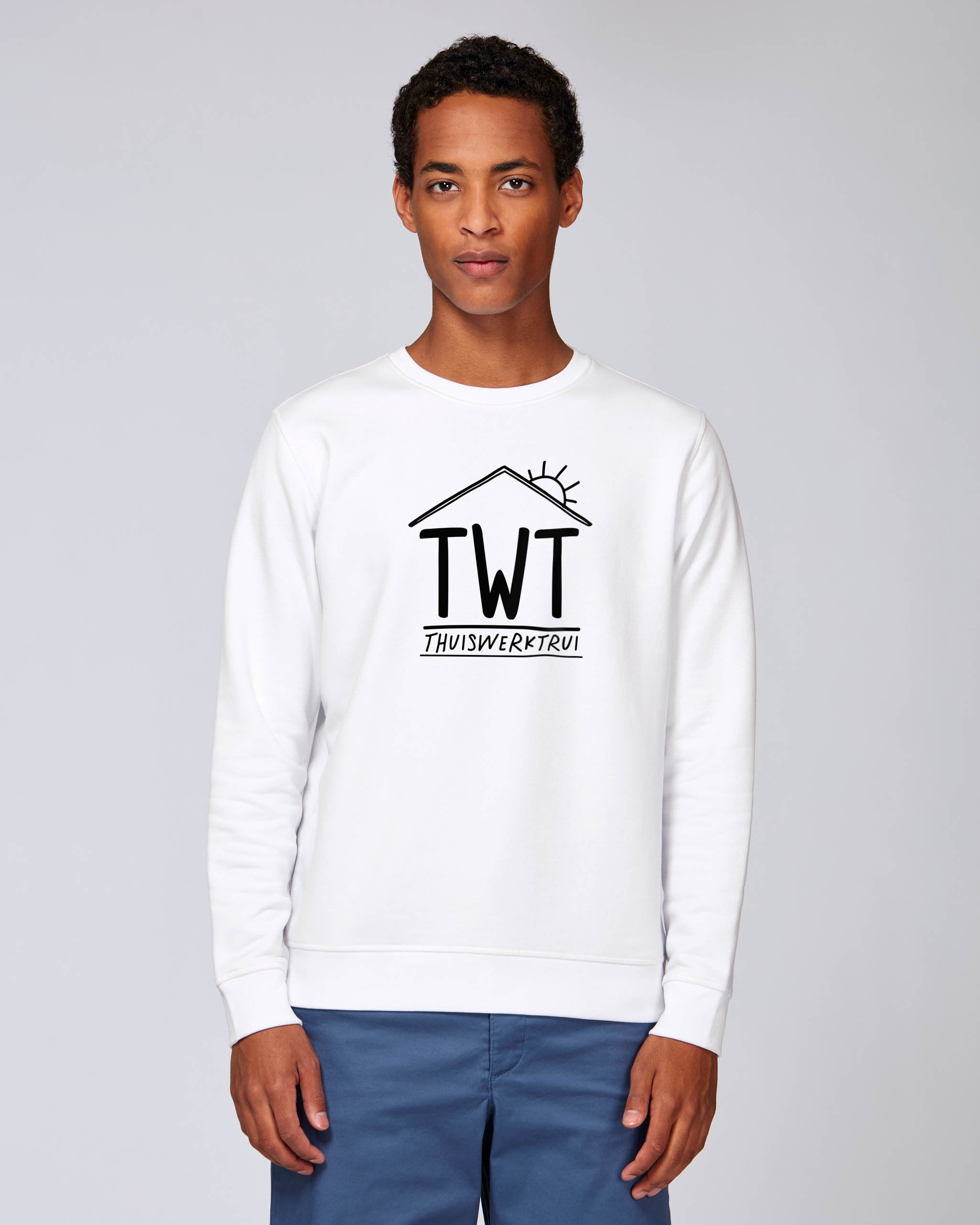 Sweatshirt met opdruk 'TWT en huisje' - Zwart opdruk