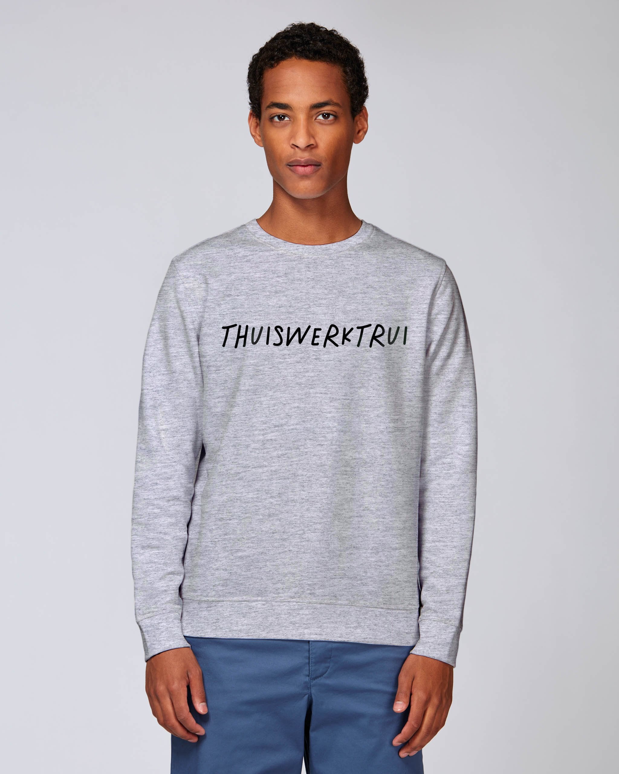 Sweatshirt met geschreven opdruk 'thuiswerktrui' - Zwart opdruk